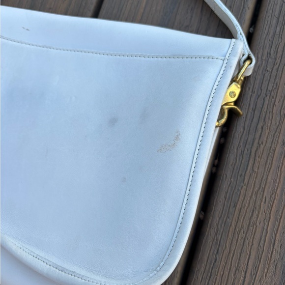 Vintage Coach Crossbody White Leather Penny Pocket Lock City Bag Made in USA - Picture 9 of 16